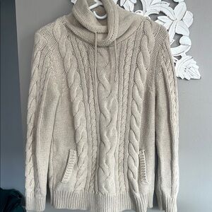 L.L Bean barely worn Cable Sweater, Funnelneck